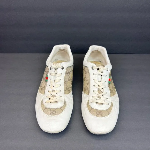 Gucci sneakers signature logo design Beige and cream Size 10.5-  11 - Picture 2 of 10